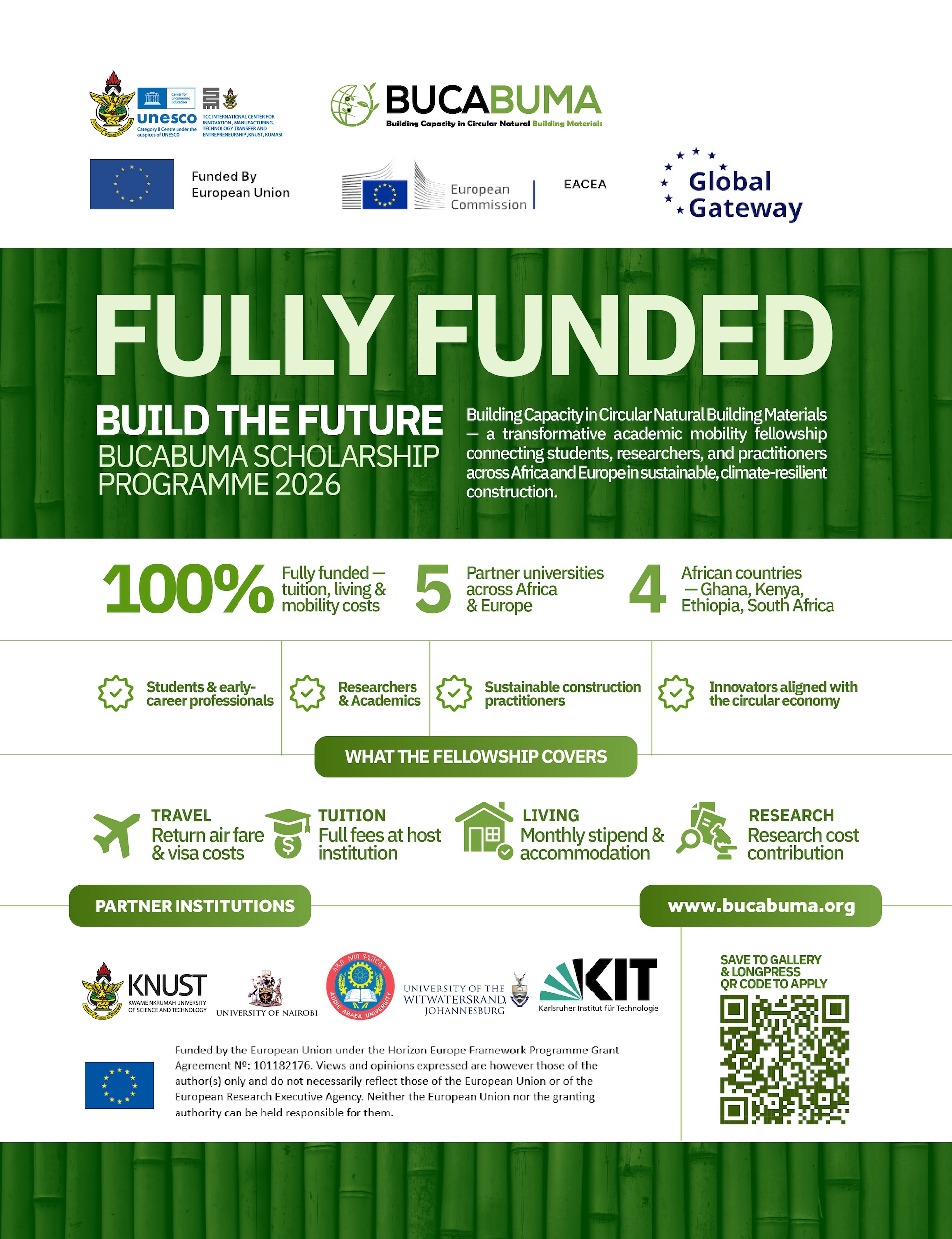 BUCABUMA Scholarship Programme 2026 — fully funded academic mobility fellowship in circular natural building materials